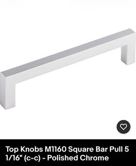 M1160 Top Knobs Square Bar Pull 5 1/16 Inch C-c - Polished Chrome