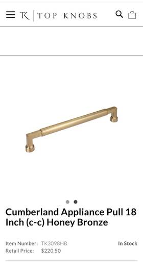 Tk3098hb Top Knobs Tk3098hb. Cumberland Appliance Pull 18 Inch Honey Bronze - Brand New