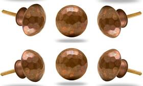 55580861 Trinca-ferro Set Of 6 Round Hammerbeat Design Copper Bronze Metal Cabinet Knobs For Cabinets