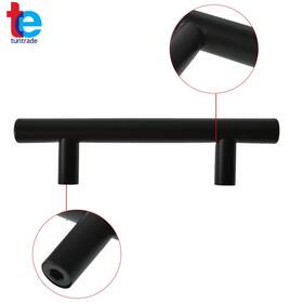 Tr35588 Turitrade 30 X 5 Inch 76mm Black Stainless Steel T Bar Hollow Furniture Handles Kitchen Drawer