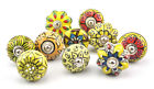 Unbranded Unique Design Mix Set Of 10 Different Pulls Hand Painted Yellow Red Ceramic Kn 065644817780
