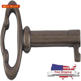 Uniqantiq Hardware Supply 710918939575 Antique Brass Plated Hollow Barrel Skeleton Key For Cabinet Doors