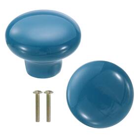 Uxcell 601968078942 2 X Round Ceramic Drawer Knobs Blue Dresser Pulls Handles