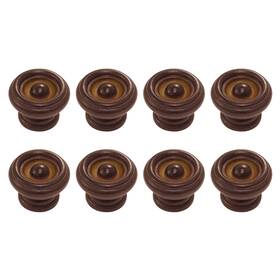 Uxcell 601968927301 8pcs 37x25mm Single Hole Wooden Drawer Pull Knobs Handles Red Brown Screw