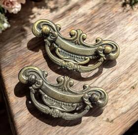 Uxcell 602451462057 Antique Brass Drop Bail Drawer Pull Handle Bronze Tone 2 Pcs 2.5 Inch C-c