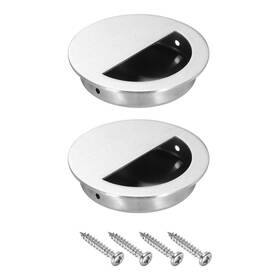 Uxcell 609044732757 2 Pcs 70mm Dia Recessed Door Handles Silver Round Hidden Concealed Pull