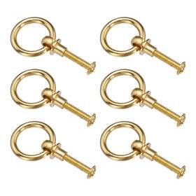 Uxcell 614462574070 6pcs 0.98 Inch Brass Drawer Pulls And Knobs Cupboard With Screws Gold Tone