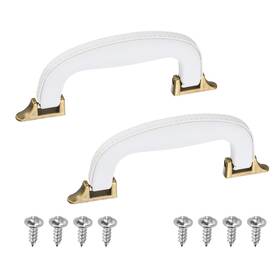 Uxcell 632702050290 2pcs Leather Luggage Handle Replacement Strap For Handbag White/bronze