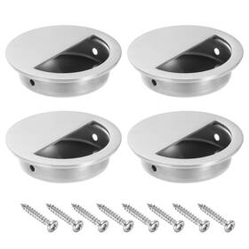 Uxcell 655692961407 4pcs Recessed Door Handles 2in Dia Round Hidden Concealed Pulls Silver