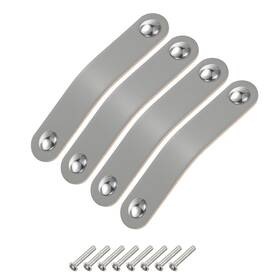 Uxcell 656320720984 4 Pack Leather Drawer Pulls Double Hole Knobs Grey/silver Spacing 96mm
