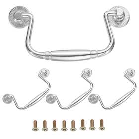 Uxcell 683867157416 4pcs Bail Pull Handle 4 Inch Drawer Swing Pulls Silver