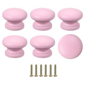 Uxcell 688391849479 6pcs Drawer Knobs Round Dresser With Screw Pink