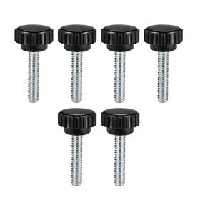 Uxcell 714998604521 6pcs M6x25mm Male Thread Round Knurled Clamping Knobs Grip Thumb Screw On Type