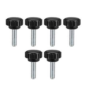 Uxcell 714998605276 M6x20mm Male Thread Round Knurled Clamping Knobs Grip Thumb Screw On Type 6pcs