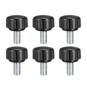 Uxcell 714998605658 6pcs M5 X 10mm Male Thread Knurled Clamping Knobs Grip Thumb Screw On Type