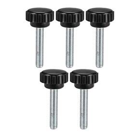 Uxcell 714998605672 M6x35mm Male Thread Round Knurled Clamping Knobs Grip Thumb Screw On Type 5pcs