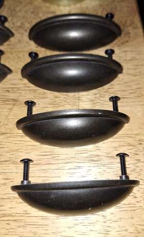 Uxcell 752374535632 Cup Drawer Handle Pull. 5 Pack Bronze Color 3.5 Inch And 2 3/4 Hole Centers 10 Screws