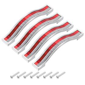 Uxcell 767153968372 4pcs Cabinet Pulls Drawer Handle 96mm Hole Centers Alloy Crystal Red