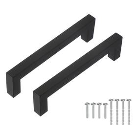 Uxcell 783243631711 2pcs Black Cabinet Pulls 5.5 Inch Square Kitchen Handles