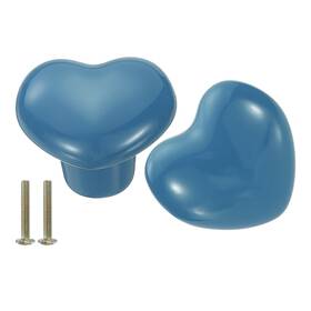 A24081400ux0699 Uxcell 2 Packs Heart-shaped Ceramic Drawer Knobs Blue Dresser Pulls Handles