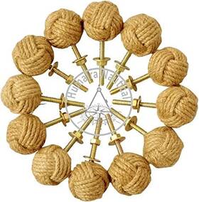 Ve1315 Vareesa Nautical 12 Knotty Door Knobs - Drawer Pulls Jute Rope Set Of Brown