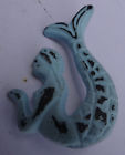Ve032-2 Nautical Tropical Imports Distress Blue Iron Left Mermaid Shaped Drawer