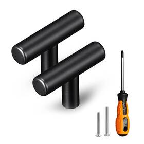 Vehcil 737917152217 20 Pack T Bar Round Cabinet Knobs Single Hole Black Pulls Handles Fo