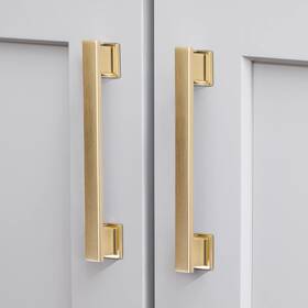Vehcil 737917610120 20 Pack Square Brushed Brass Cabinet Pulls 5 Inch 128mm Hole Centers Gold C