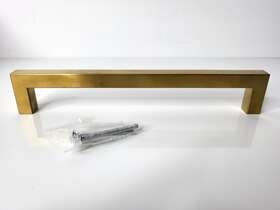 Vesla Home 085425968548 24 Pk 7-1/2 Inch 192mm Hole Center Cabinet Gold Stainless Steel Handles Square