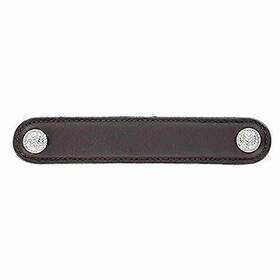 5567306 Vicenza Designs K1164 Cestino Leather Pull 5-inch Brown Polished Nickel