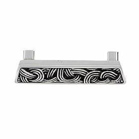 P1255-psan Vicenza Designs Sanzio Linking Lines Finger Pull Polished Silver/antique Nickel