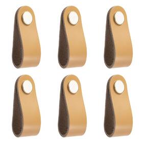 Videlly 616588637820 6 Pieces Leather Pulls For Drawer Handmade Cabinet Handle Dres