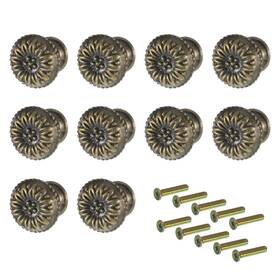 697270 Vin Beauty 10pcs Mini Metal Jewelry Box Knobs Vintage Flower Shape Cabinet Drawer