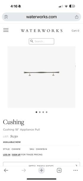 Chhw18-n Waterworks Cushing 18 In Modern Nickel Appliance Pull