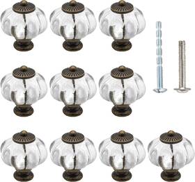 Waziaqoc 313100045063 10pcs Clear Pumpkin Knobs Acrylic Cabinet Antique Decorative Kno