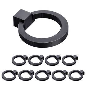 Hardass0007 Weaverbird Round Zinc Alloy Cabinet Knob Matte Black Ring Pull Handles Single Hole For Kitc