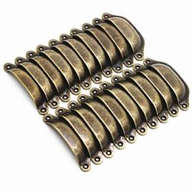Weichuan 20pcs Antique Bronze Iron Drawer Knobs Pulls Handles Vintage Kitchen