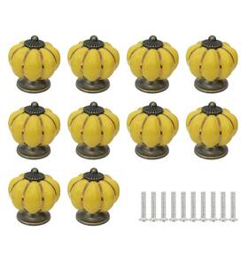 Weij 788609894601 10pcs Yellow Ceramic Pumpkin Cabinet Knob Drawer Pulls Wardrobe Furniture