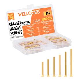 B0cflyqjpv Wellocks M4 Cabinet Pull Knobs Screws 25-50mm 100 Pc Assortment Gold Machine S