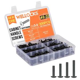 D277300b Wellocks Cabinet Pulls Knobs Screws #8-32 300pcs 1 1/8 Inch To Black