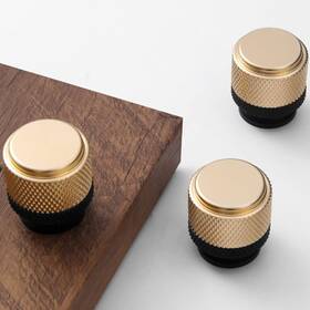 Westablize 601968703073 12 Pack 1 Inch Cabinet Knob - Gold And Black Knurled For Drawer Cupb