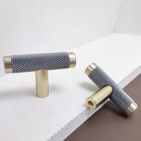 Westablize 601968703110 10 Pack 2 Inch Cabinet T Knob Gold And Grey Knurled Handles For Br
