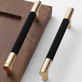 Westablize 601968703141 Gold And Black Knurled Bar Pulls 10 Pack 5 Inch 128mm For Cabinets Drawers