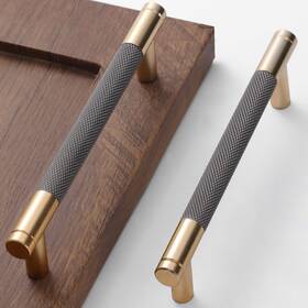 Westablize 601968703189 10 Pack 5 Inch 128 Mm Bar Cabinet Pulls Gold And Grey Knurled Handles For Bru