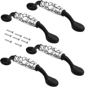 Wgcd 744110771800 Wmycongcong 4pcs 3.8 Inch Hole Centers Cabinet Pull Antique Black White Ceramic