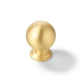 88057 Wolda Company 5 Pack Solid Brass Cabinet Knobs Brushed Gold Kitchen 0.95 Inch Diameter