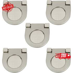 A527 Xmhf Cupboard Drawer Flush Mount Pull Ring Handle Knob Silver Tone 4pcs Ships Free