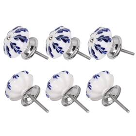Xpanal 789917335480 Ceramic Drawer Knobs Handmade Floral Decorative Cabinet White