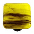 Hk2056-pb Yellow Hot Canary Collection Black Knobs Glass Pull Swirl