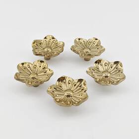 Yemchi 331816886443 5 Pack Solid Brass Flower Drawer Knobs 40mm/ 1.6 Inch Kitchen Gold Cabinet